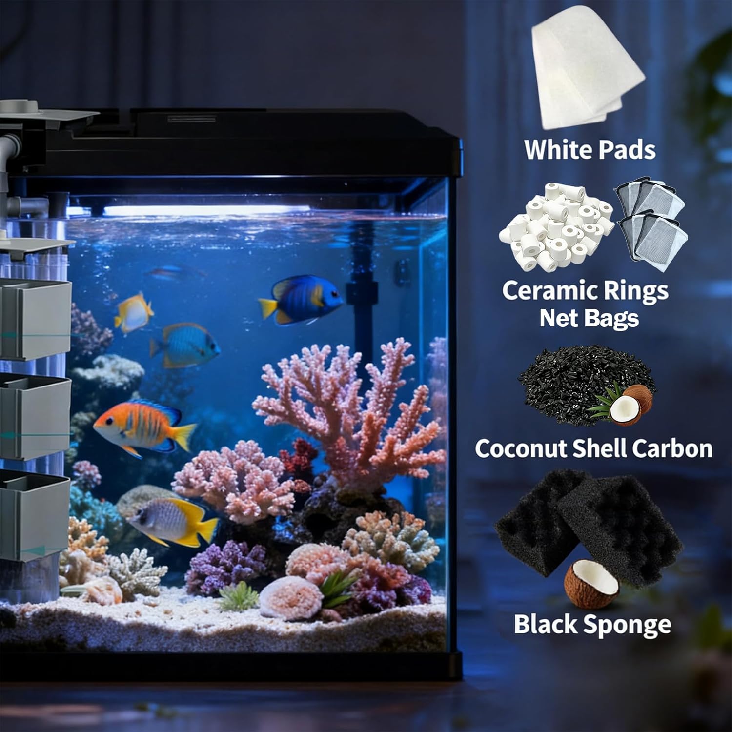 38-Pack Filter Media Kit for Fluval 406/407 Canister Filters- Compatible with Fluval 406/407 Filters | 2-Set Maintenance Bundle Includes Bio Foam, Activated Carbon, Ceramic Rings & Mesh Bags