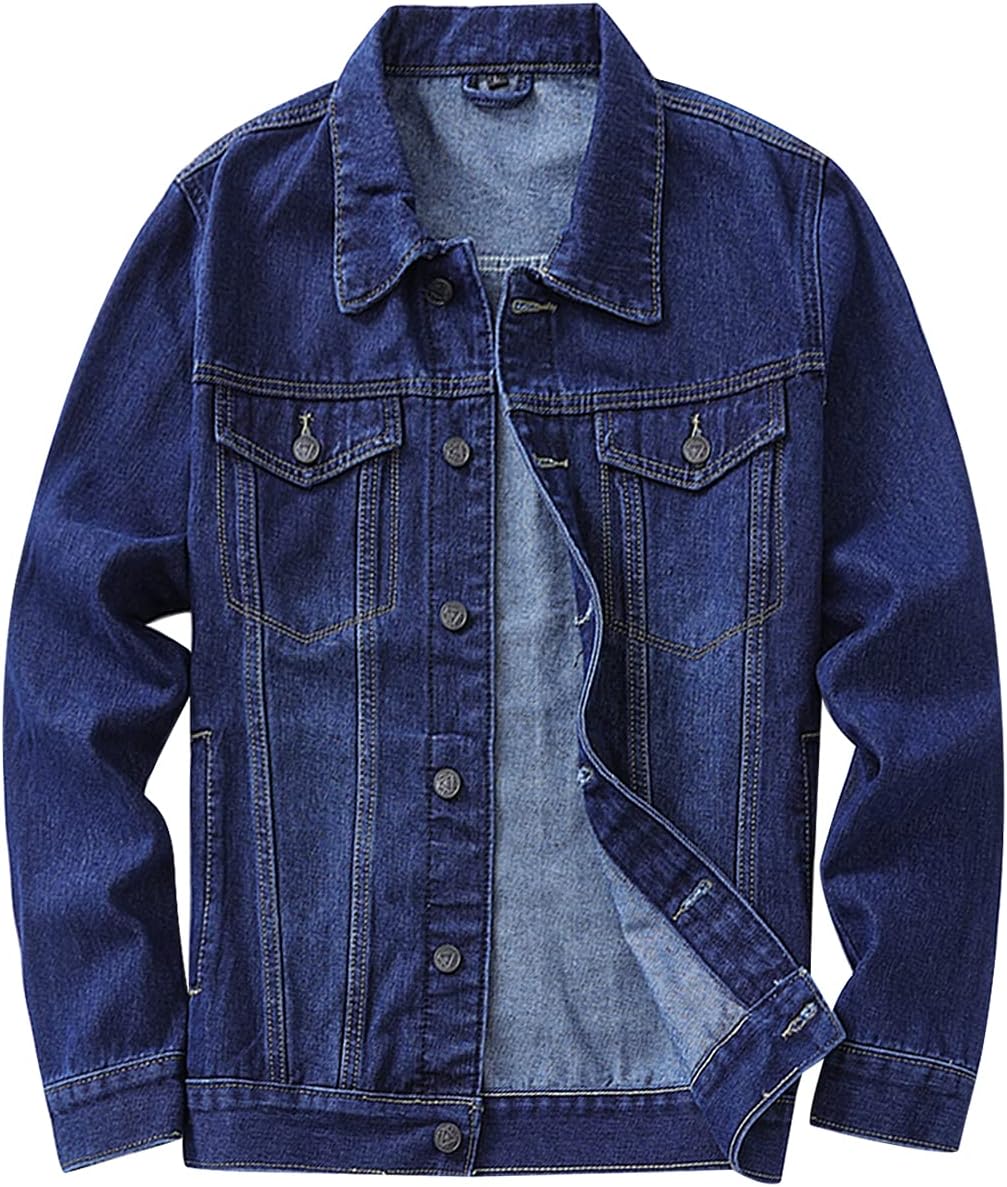 Snoly Men's Regular And Fleece Denim Jackets Jean Buttons Ripped Coats with Removable Fur Collar