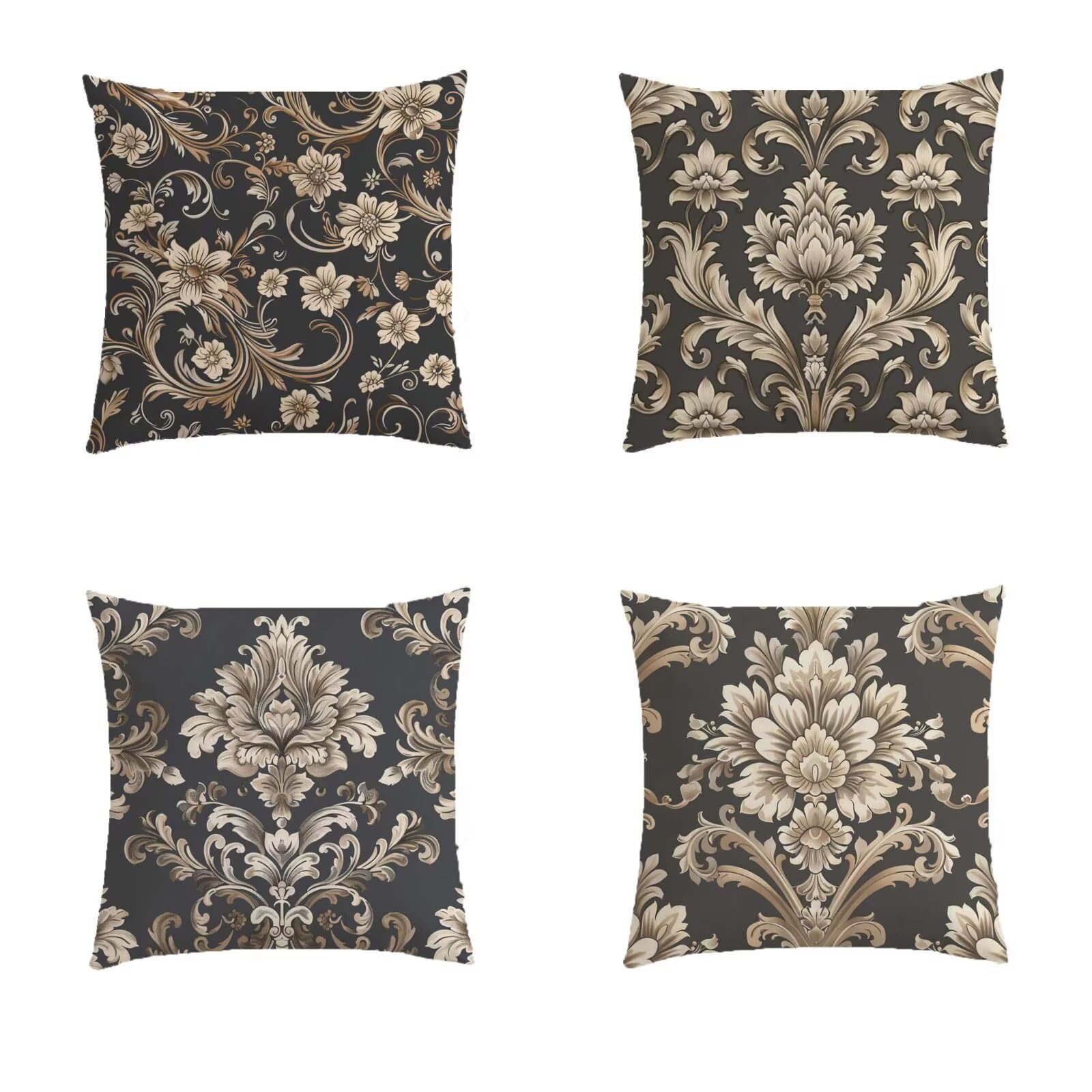 Taie oreiller 80x80cm aspect lin marron avec fermeture éclair invisible S53