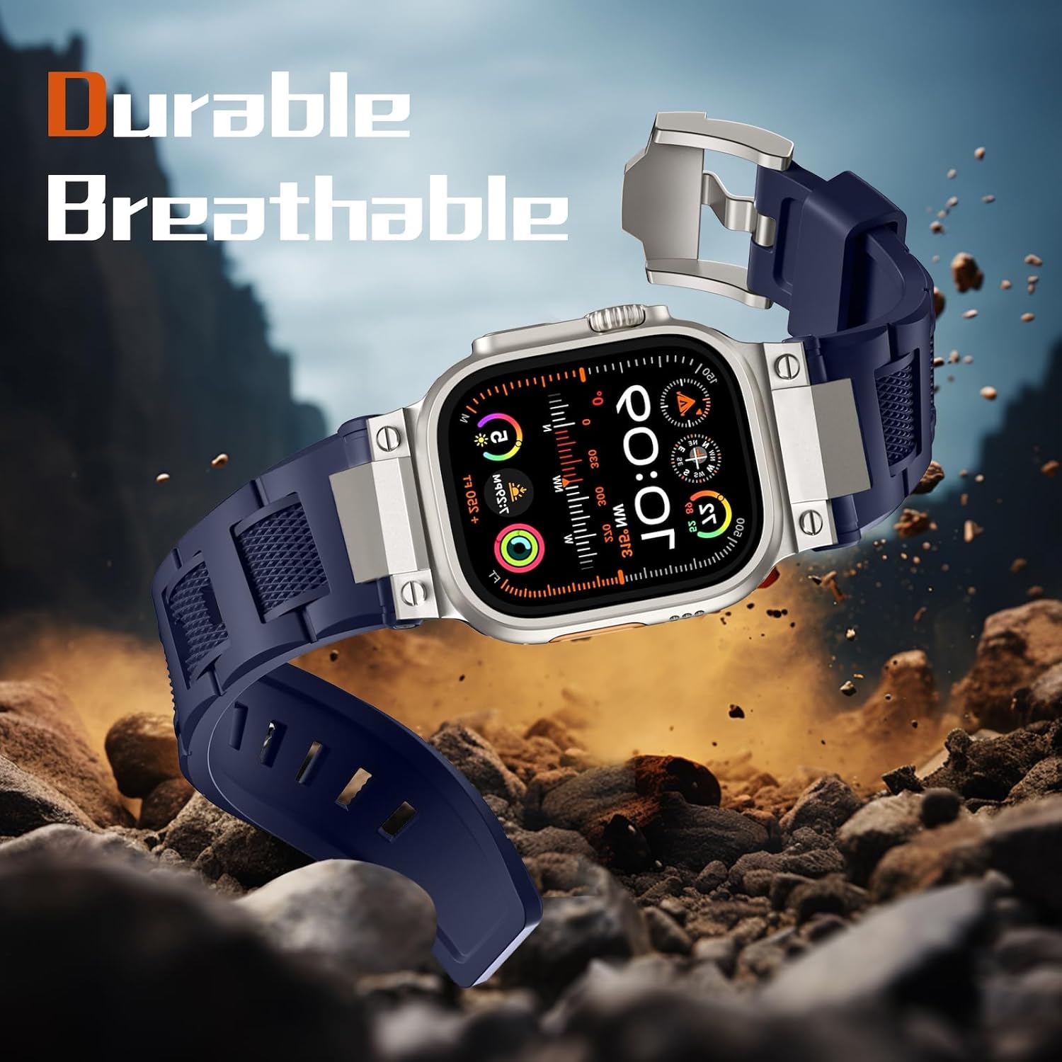 Bandletic Compatible with Apple Watch Bands for Men - Women, Rugged Soft Waterproof TPU Military Sport Strap for iWatch Ultra 2/Ultra 49mm Series 10 46mm 9/8/7 45mm SE2/SE/6/5/4 44mm 3/2/1 42mm