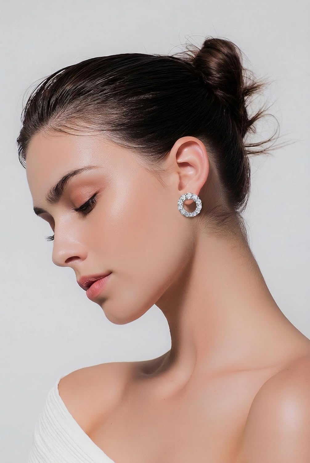 925 Sterling Silver Rhodium Plated 5A Zirconia Stud Earrings | Cubic Zirconia Diamond Cut Earrings for Women