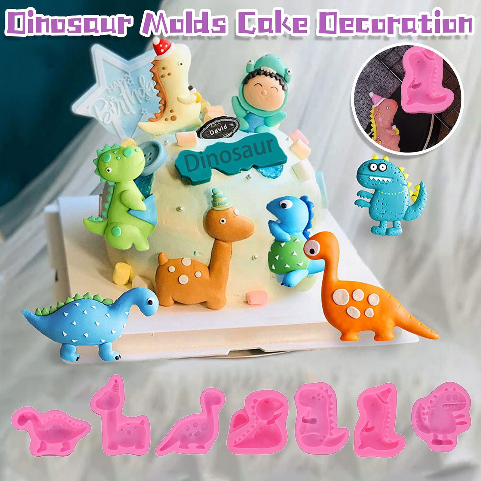 Sidosir 7er Set Silikonformen – Dinosaurier & Tiermotive, 18,5x19,2 Cm, Für Schokolade & Gummibärchen