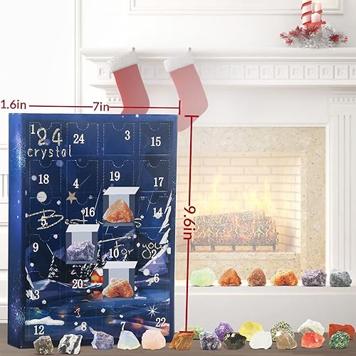 Miniatura 6 de Calendario de Adviento 2023 Rocks 24 días con piedras preciosas de cristal natural, minerales y fósiles, calendario de cuenta regresiva de Navidad,