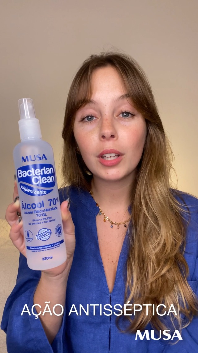 Bacterian Clean 60 ml com Válvula Spray (Álcool 70%) - MUSA