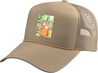 Cute Baby Monkey Selfie with Cat Trending Meme Trucker Hat with Adjustable Mesh Back