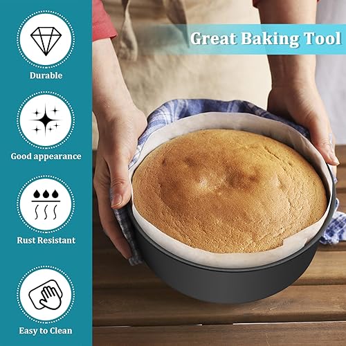 Miniatura 3 de P&P CHEF Moldes para pasteles de 6 x 3 pulgadas, 4 moldes redondos antiadherentes para hornear, molde de pastel de boda, diseño pesado y de una