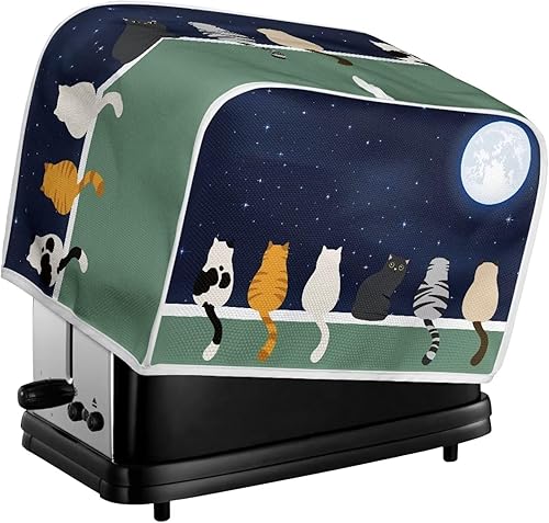 Miniatura 6 de Baxinh Funda para horno con estampado de galaxia, protector de máquina de pan de cocina, cubierta para tostadora de 2 rebanadas de gato lunar para