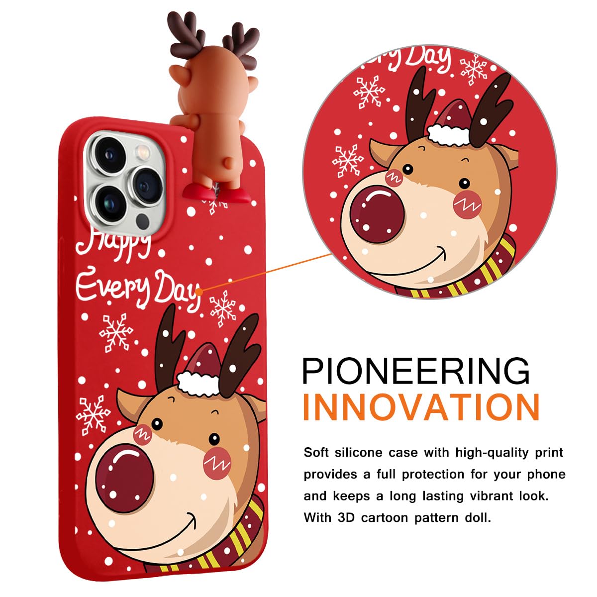 Yoedge 2 Pezzi Natale Cover per iPhone 15 Plus 6,7, Trasparente Custodia Morbida Silicone con Addobbi Disegni Modello Aesthetic Regalo Donna