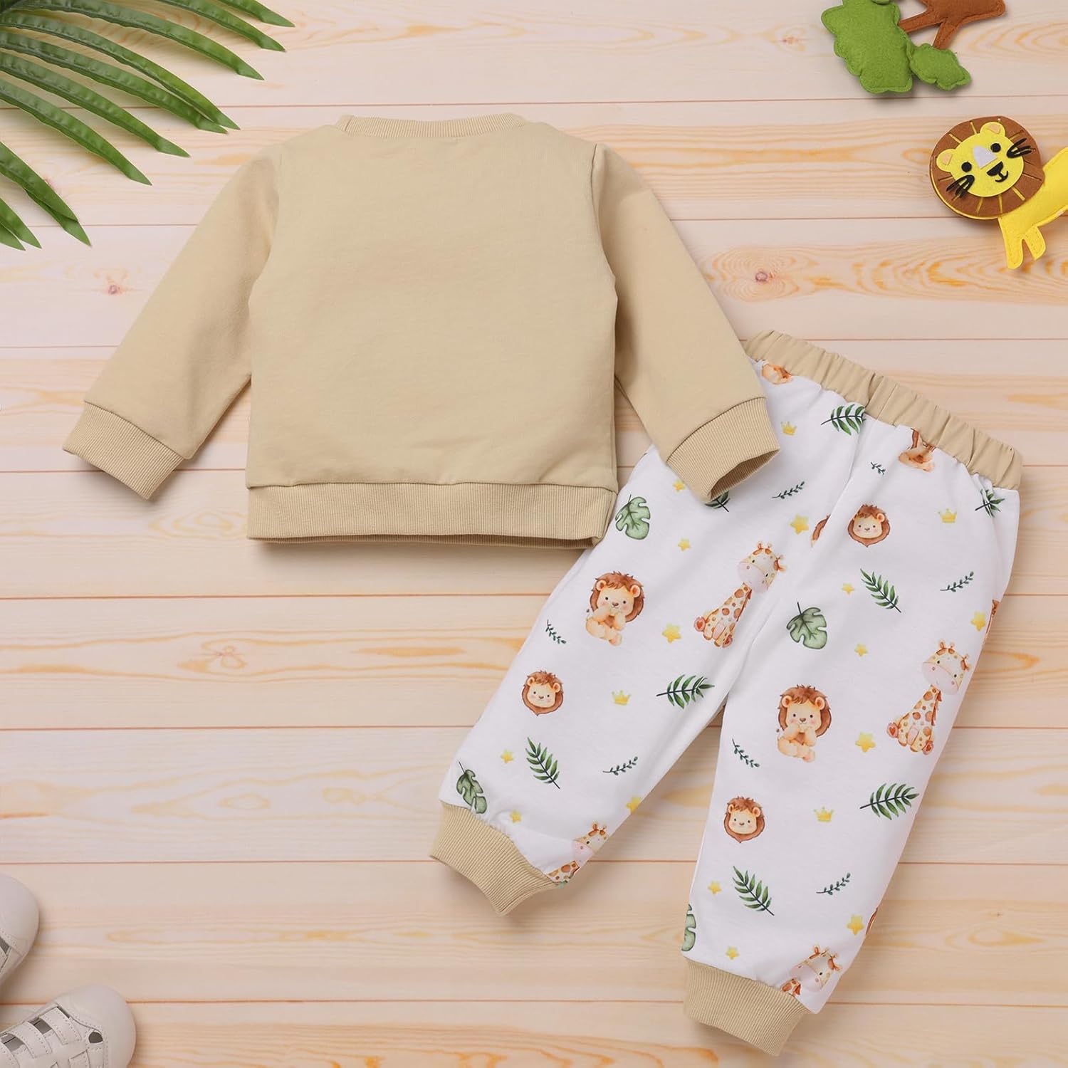 ODASDO Baby Boy 1st 2nd Safari Birthday Outfit Animal Print Long Sleeve Top Sweatshirt with Pants Set Fall Winter Clothes - Image 3