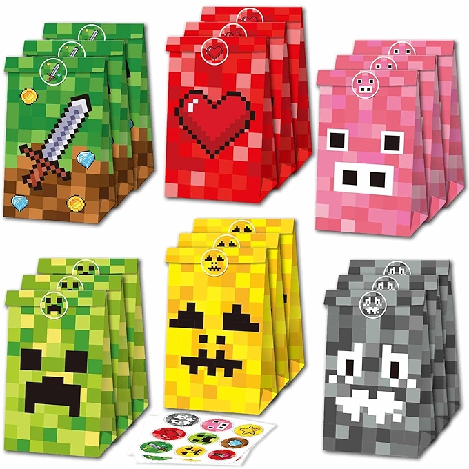 SIMIN 像素风格主题纸袋 - 游戏主题派对糖果礼品袋