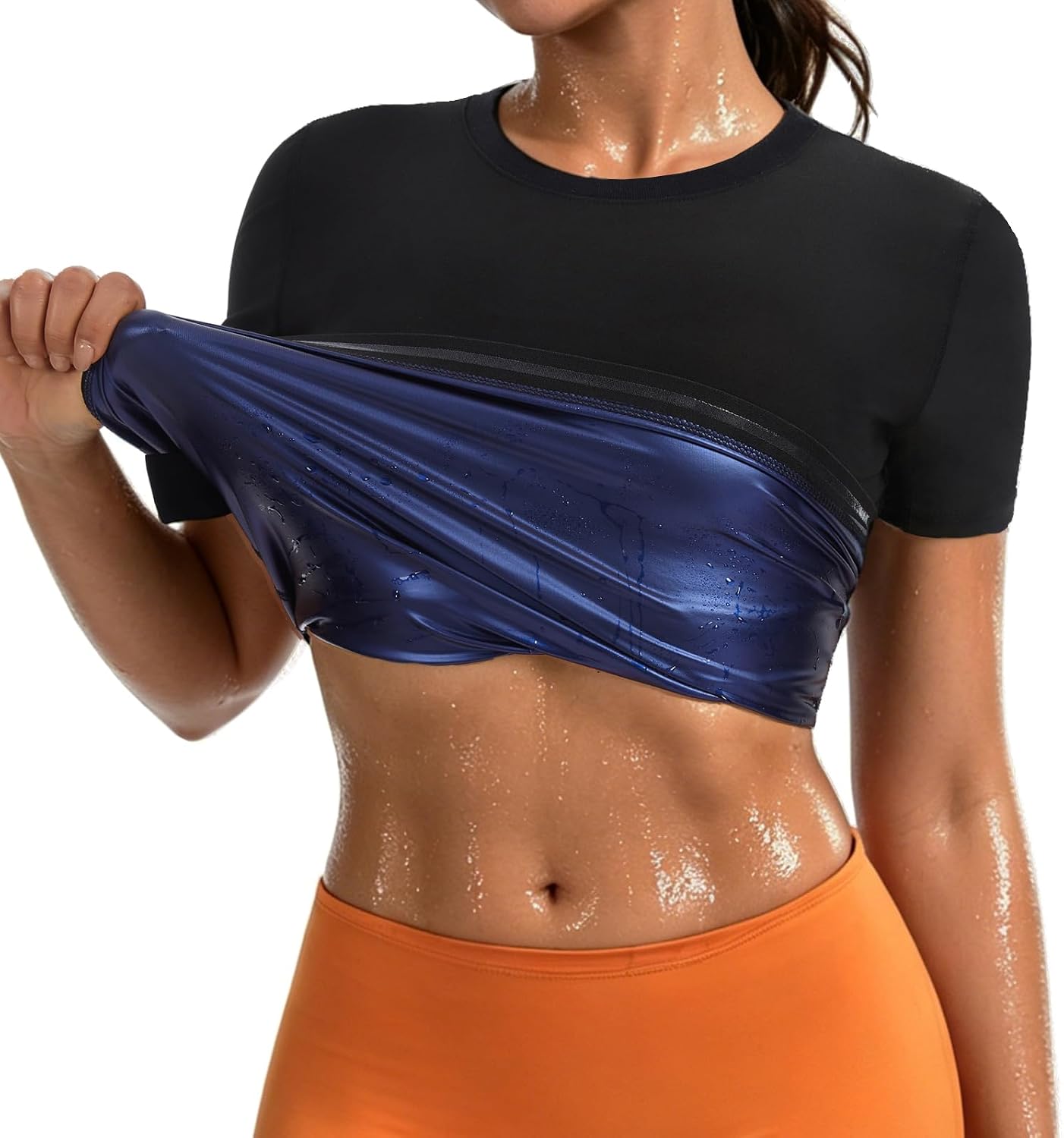 Sauna Suit Shirt For Women Waist Trainer Sweat Vest Workout Fajas Heat Trapping Athletic Tee Top Compression Body Shaper