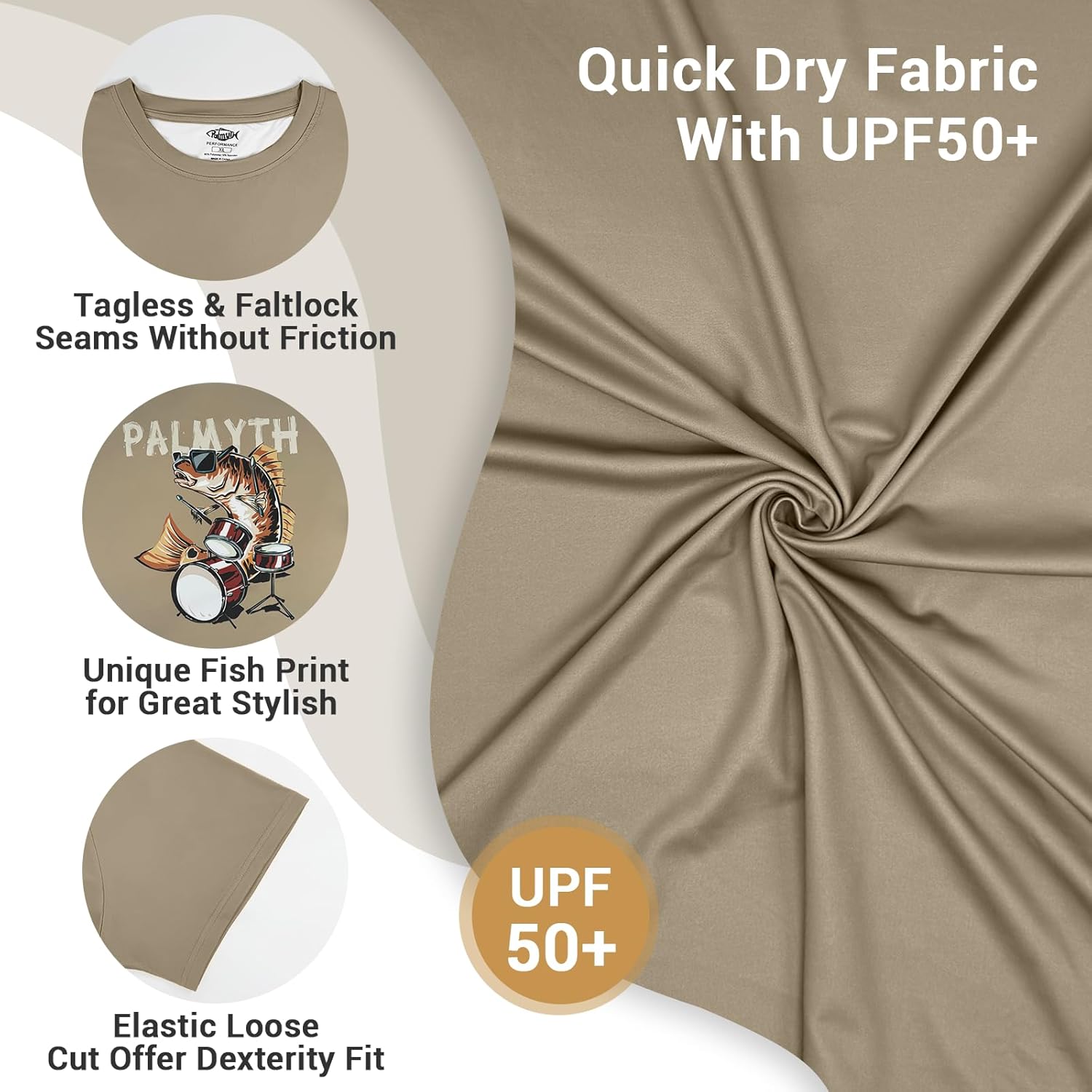 Palmyth Men's Fishing UPF 50+ Sun Protection Short Sleeve T-Shirt - Image 5