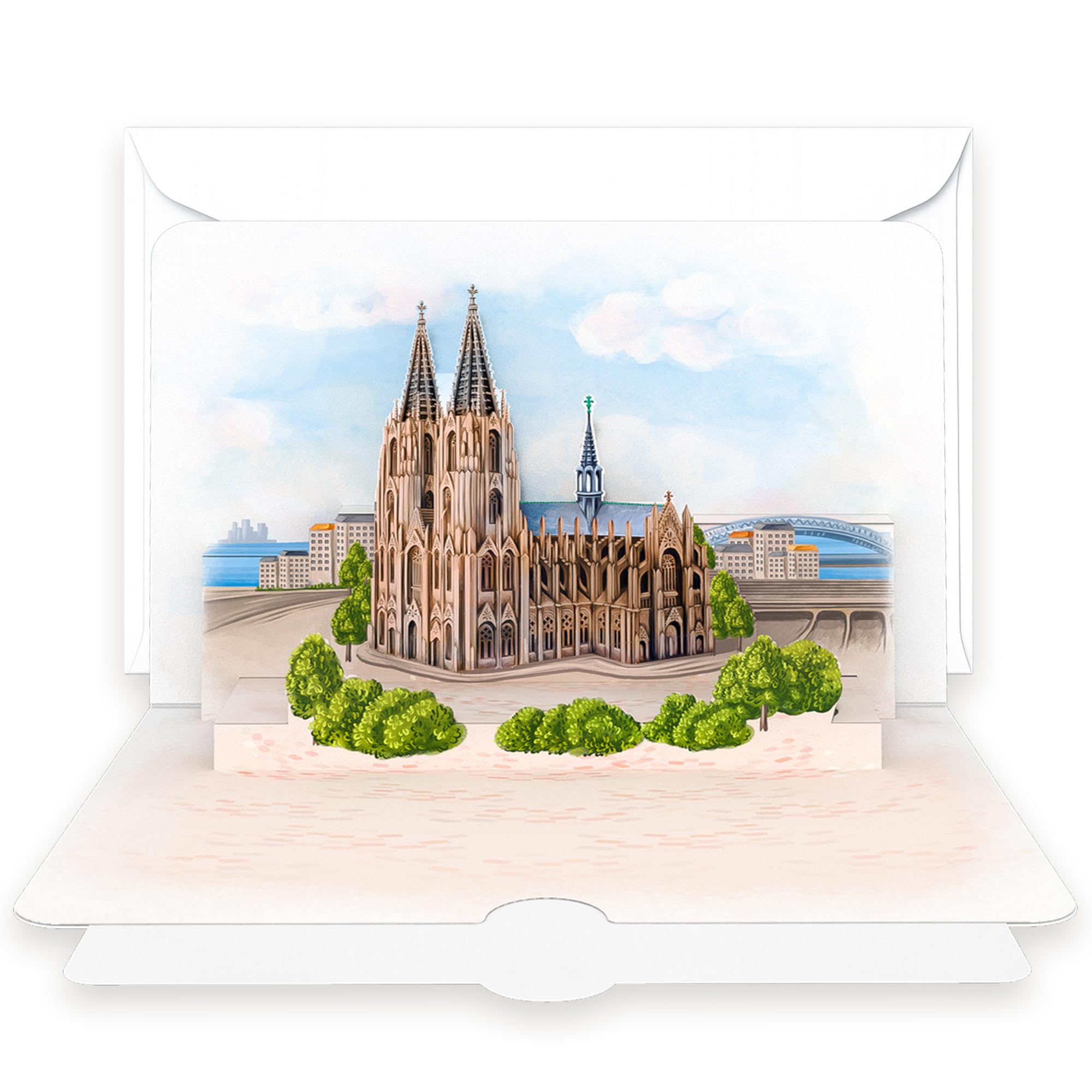 Pop-Up Card Cologne Cathedral - 3D Voucher Card & Gift Packaging for City Trip Cologne, Travel Voucher for Men, Women & Couples, Holiday Card & Money Gift Farewell Card Retirement