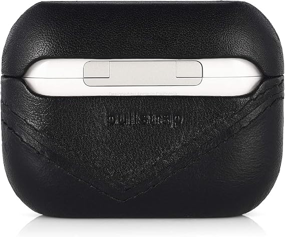 Bullstrap Premium Leather Case Compatible with Apple AirPods 3, Wireless Charging, Two-Piece Design (Black)