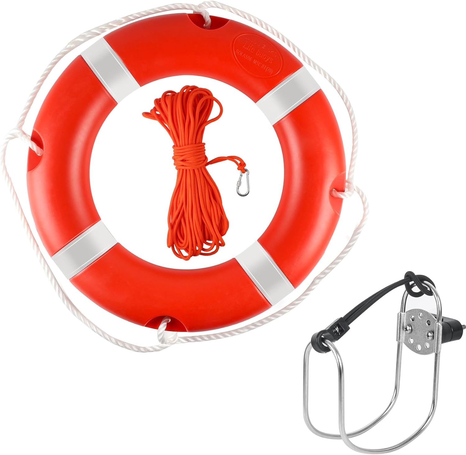 Life Ring 23"/28" Boat Safety Throw Rings with Water Floating Lifesaving Rope Life Preserver Ring Buoy with Reflective Tape & Grab Lines for Rescue Lifesaving - Orange