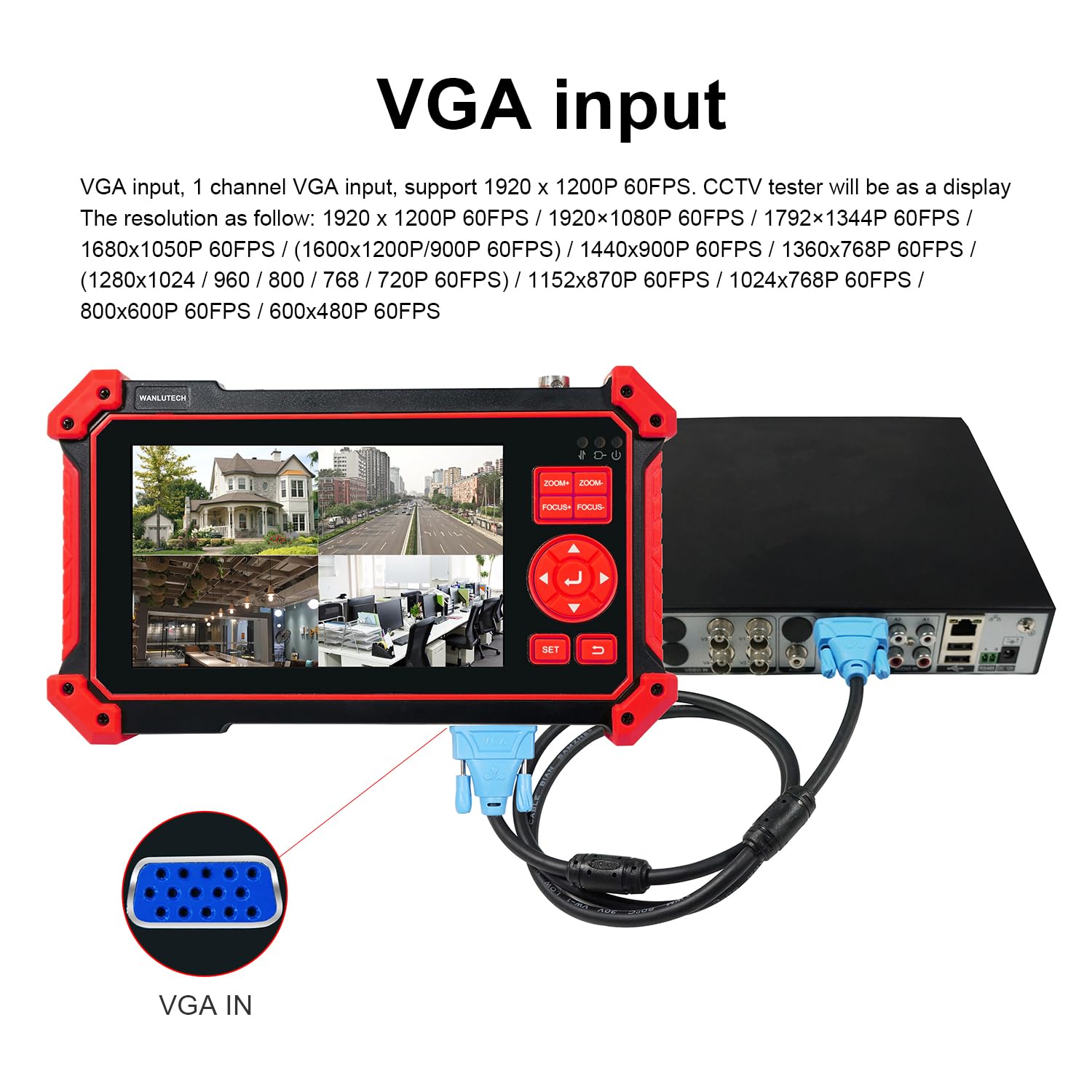 Tester per telecamera CCTV, 8 MP, TVI, CVI, AHD, CVBS, schermo da 5 pollici, cavo UTP, HDMI, VGA, RS485, controllo PTZ, test audio, 12 V