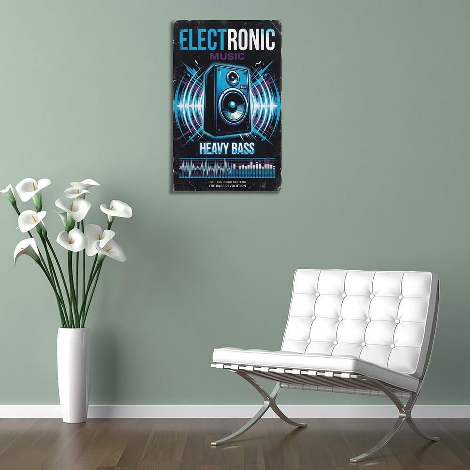 XKUGA Poster con stampa su tela con musica elettronica e bassi pesanti, decorazione moderna su tela, decorazione artistica da parete per famiglia, grotta degli uomini, sala giochi, camera da letto di
