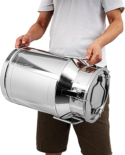 LOYALHEARTDY Lata de leche, jarra de leche de acero inoxidable de 30 litros7.9 galones, cubeta de hielo de metal hermético universal con tapa, ideal