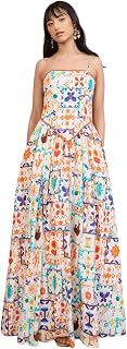 Pink Paprika by Sassafras Women's Stripe Strappy Flared Midi Dress Price In India
