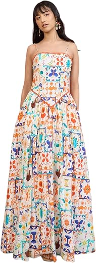Pink Paprika by Sassafras Women's Stripe Strappy Flared Midi Dress