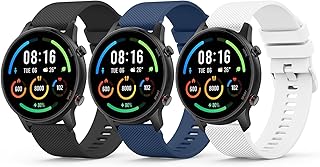 YLK 22mm Correa para Xiaomi Mi Watch Color Sport/S1/S1 Active/S1 Pro/S3/2/2 Pro, Pulseras de Silicona para Hombre y Mujer (Negro/Azul Marino/Blanco)