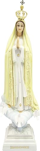 Vittoria Collection Figura de escultura de estatua de Nuestra Señora de Fátima, Virgen María y Virgen de Fátima, de 16.25 pulgadas, hecha en Italia,