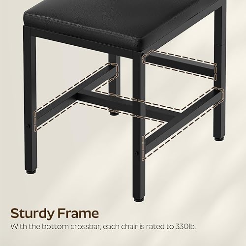 Miniatura 6 de CY02L4BR - Sillas de comedor, sillas de cocina con soporte trasero, asiento tapizado y patas de metal, para cocina, sala de estar, marrón rústico y