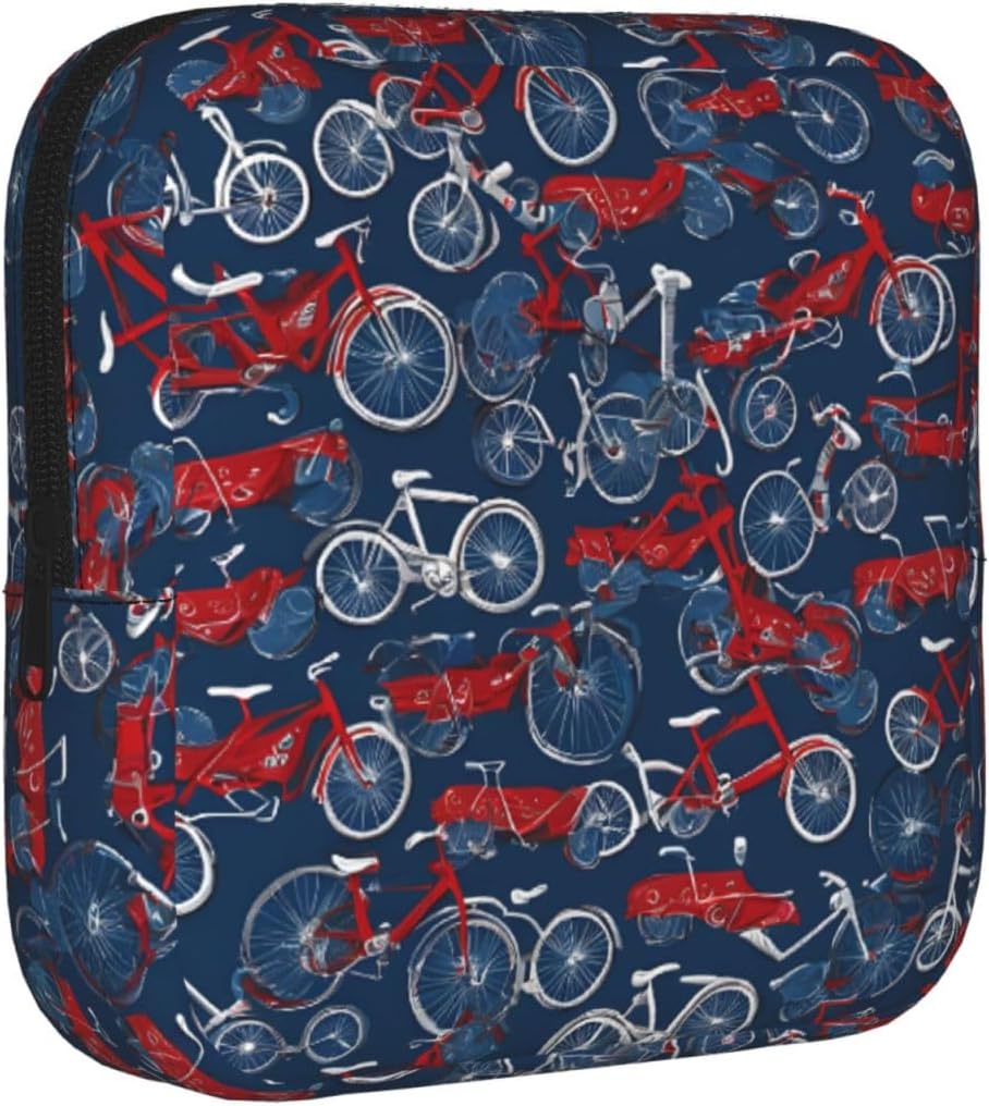 Sanitary Pad Storage Bag Pouch for Women Period Organizer with Inner Pocket, Zipper Menstrual Bag for Tampons, Travel, Office Bikes Bicycle Cycling