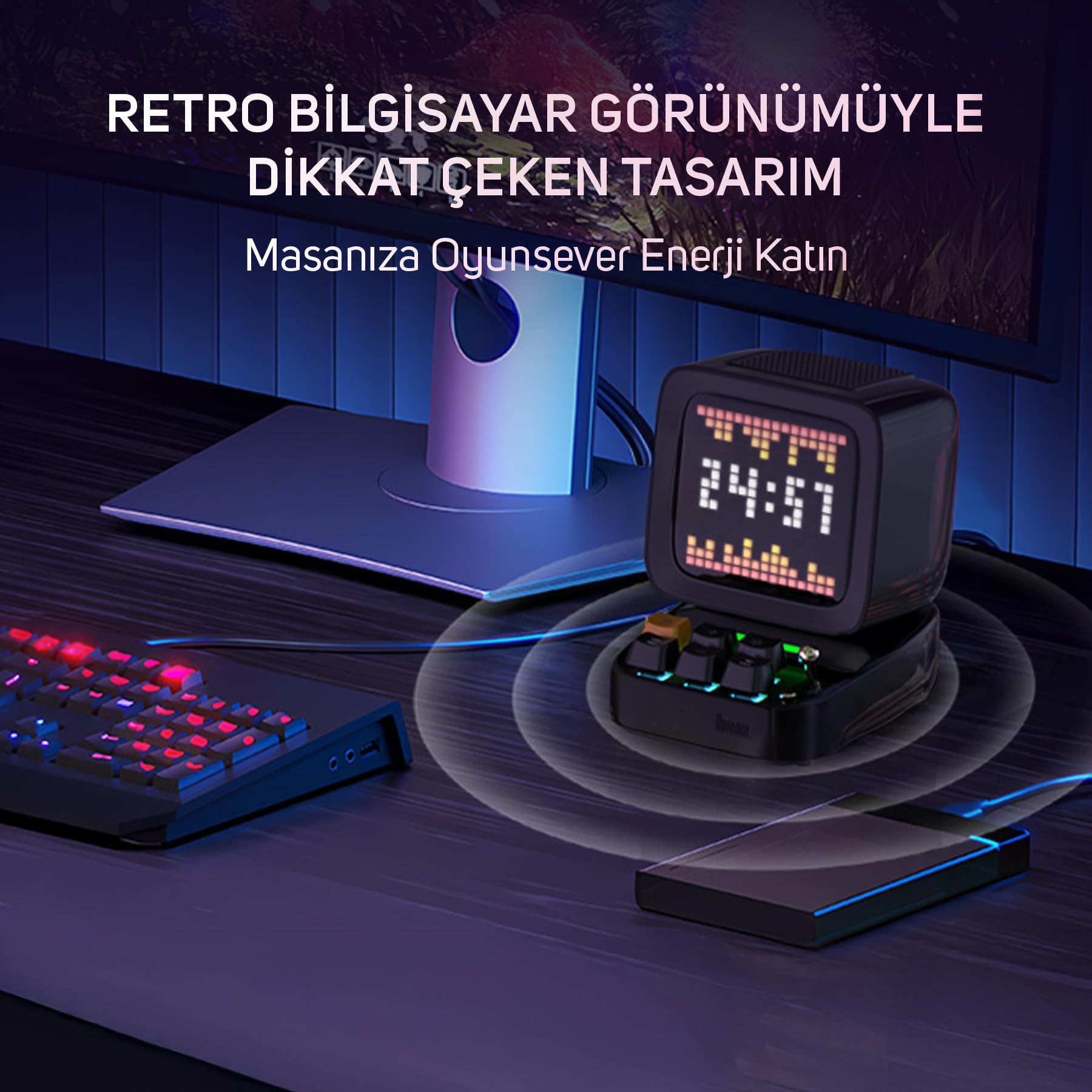 Divoom Ditoo Pro Siyah Bluetooth Hoparlör ve Pixoo Max Led Ekran Seti