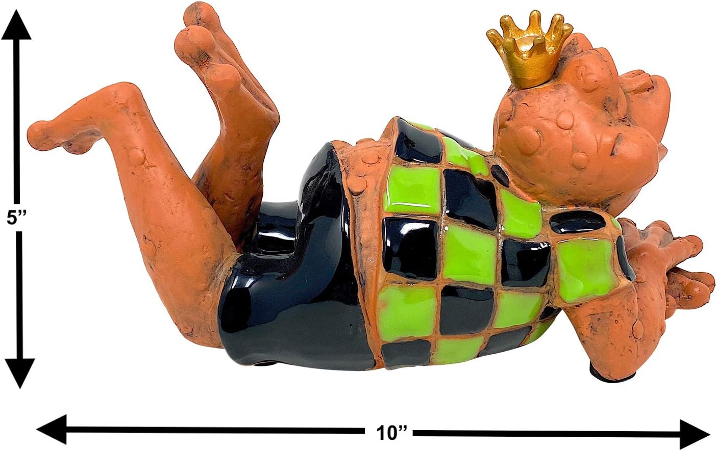 Frog Toad Figurine Collectible Garden Decor Statue Indoor Outdoor Yard Ornament Large Sculpture 10" (Brown & Green)