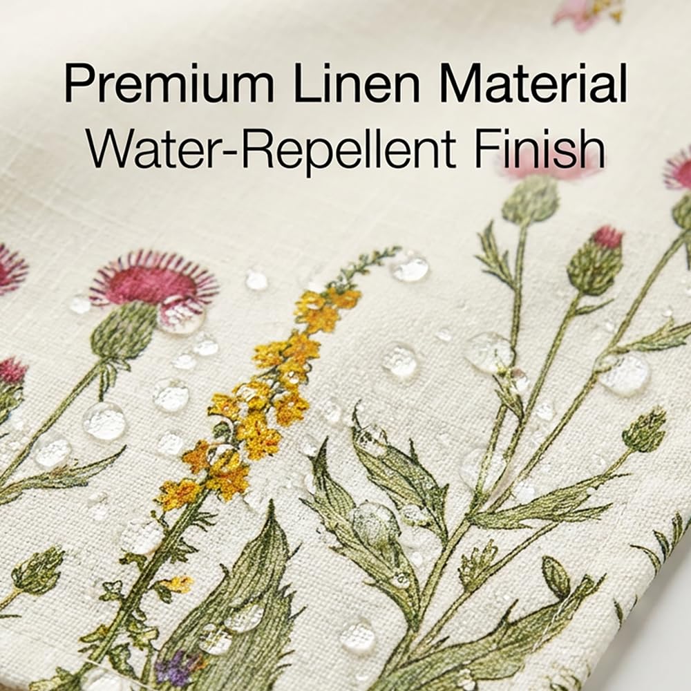 2er Set Wasserdichter Outdoor Kissenbezug 45x45 Grau, Grünpflanzen Design Gartenkissen, Sommer Modern Dekokissen, Doppelseitig & Muster, Leinen-Polyester für Balkon Garten Sofa Couch Wohnzimmer - 5