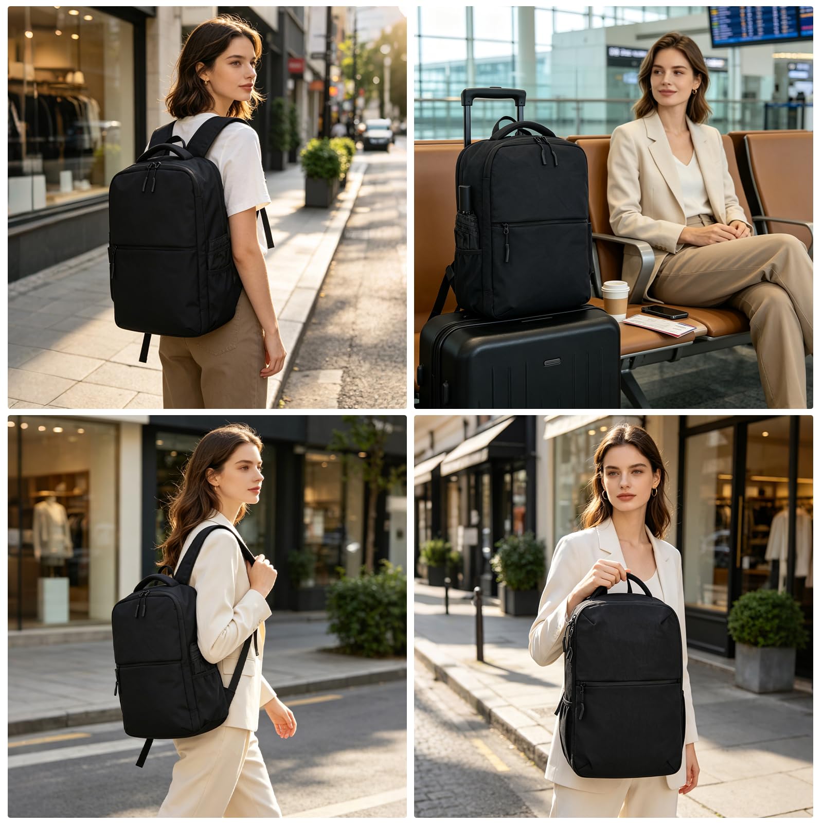 KINGSLONG Vakuum Rucksack Handgepäck: Reisetasche mit USB-Vakuumkompression | ohne Pumpe Wasserdichter Laptop Rucksack für 16 Zoll Notebook, Kabinenrucksack für Flugzeug, Business & Reise