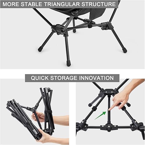 Miniatura 6 de G4Free Silla de campamento plegable y ligera con respaldo alto, silla de camping resistente de 330 libras con bolsillo para reposacabezas, color