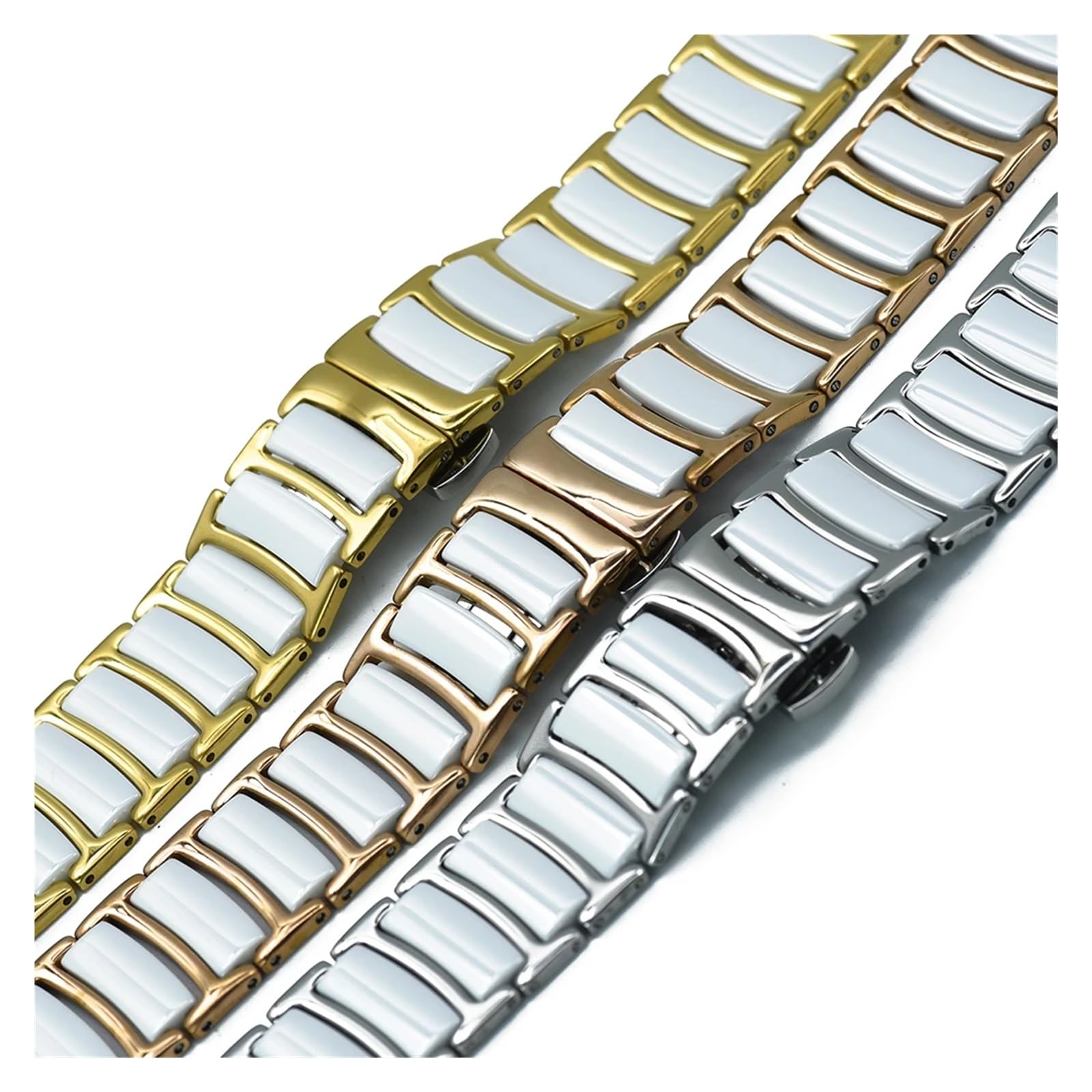 Uhrenarmband， Keramik In Edelstahl Armband Uhr Strap Mann Mode Armbanduhren Band for Uhren Band
