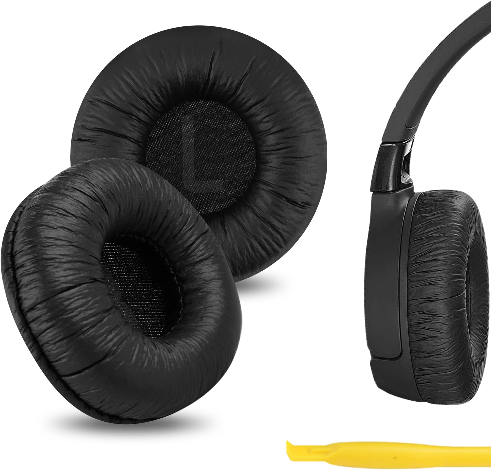 Leatherette Replacement Ear Pads for JBL JR300, JR300BT, T450BT, T500BT, Tune 500, Tune 500BT, Tune 510BT, Tune 520BT Headphones, Ear Cushions with Video Guide (Black)