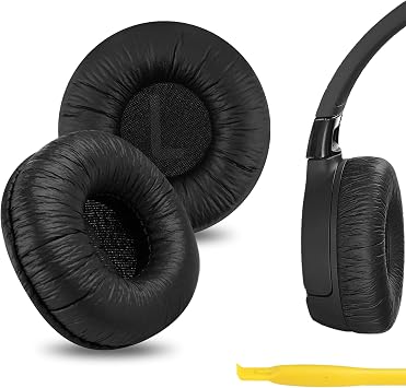 Geekria Leatherette Replacement Ear Pads for JBL JR300, JR300BT, T450BT, T500BT, Tune 500, Tune 500BT, Tune 510BT, Tune 520BT Headphones, Ear Cushions with Video Guide Black