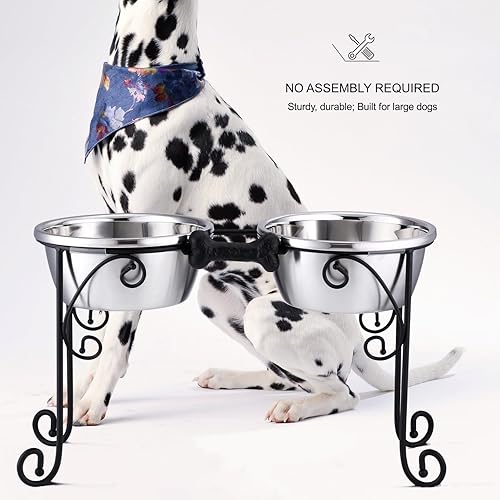 Miniatura 4 de Cuencos elevados para perros de 12 pulgadas, soporte elevado para cuenco para perro, soporte para tazón doble, comedero para mascotas viene con
