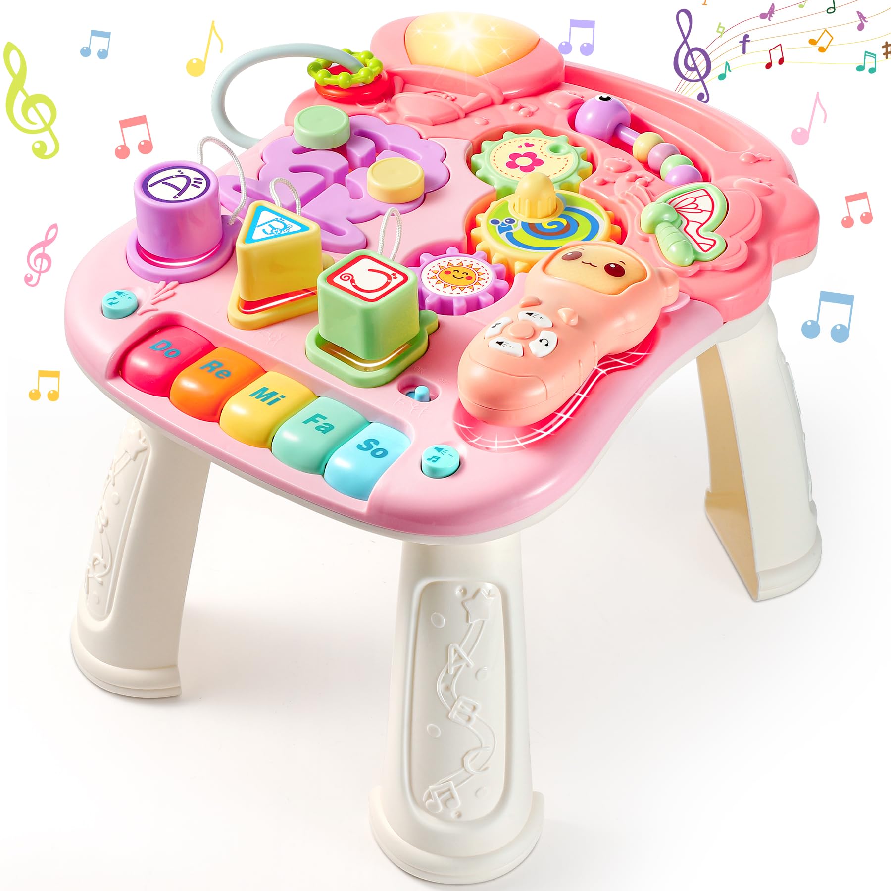 LUVTOY Mesa Actividades Bebe - Juguetes Niños 1 año 7 en 1Juguetes Bebes Niña 1 2 años 9 12 Meses Mesa Musical Montessori Instrumentos Musicales Infantiles Regalos para Bebe Niñas Niños 1 2 Años