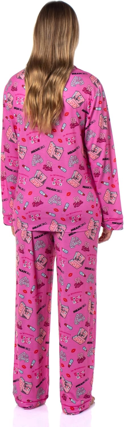INTIMO Mean Girls Women's Tossed Sleep Collared Button Down Long-Sleeve Pajama Set - Image 3
