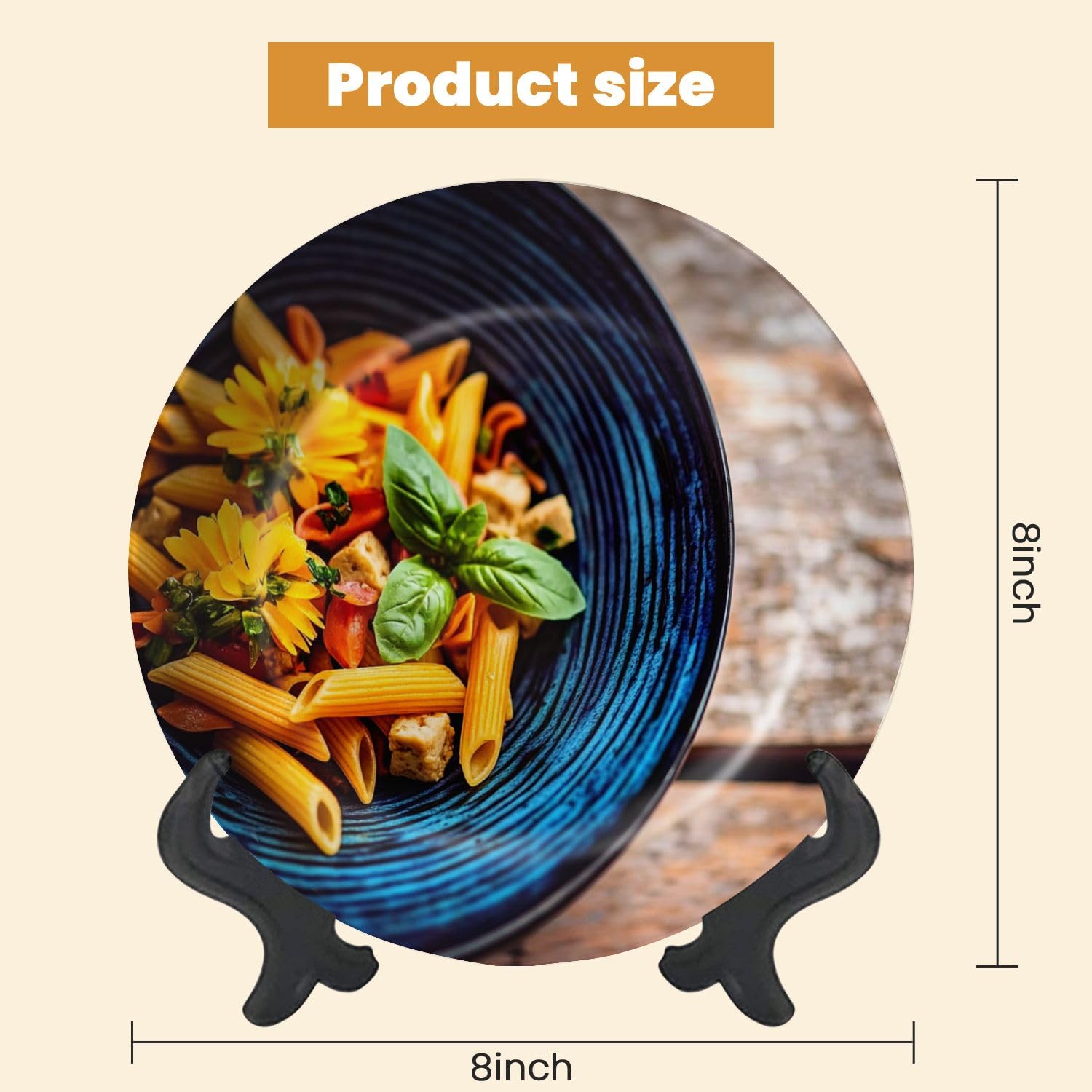 Decorative Plates for Display Vegan Low Carb Lentil Pasta Veggies Tofu Gift Plates Ceramic Collections Plates Hanging Artwork for Living Dining Room Kitchen Souvenir