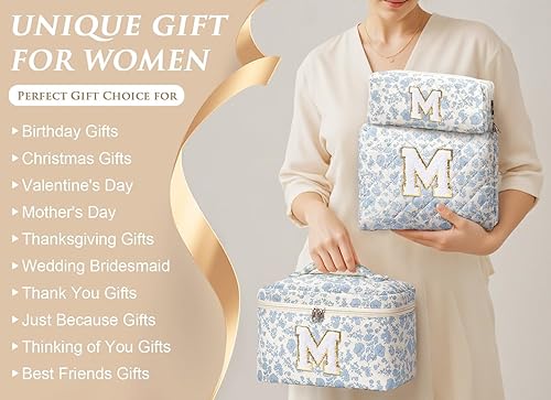 Miniatura 7 de Regalos de cumpleaños para adolescentes y mujeres, bolsa de maquillaje personalizada con inicial, bolsa de cosméticos acolchada, bolsa de maquillaje