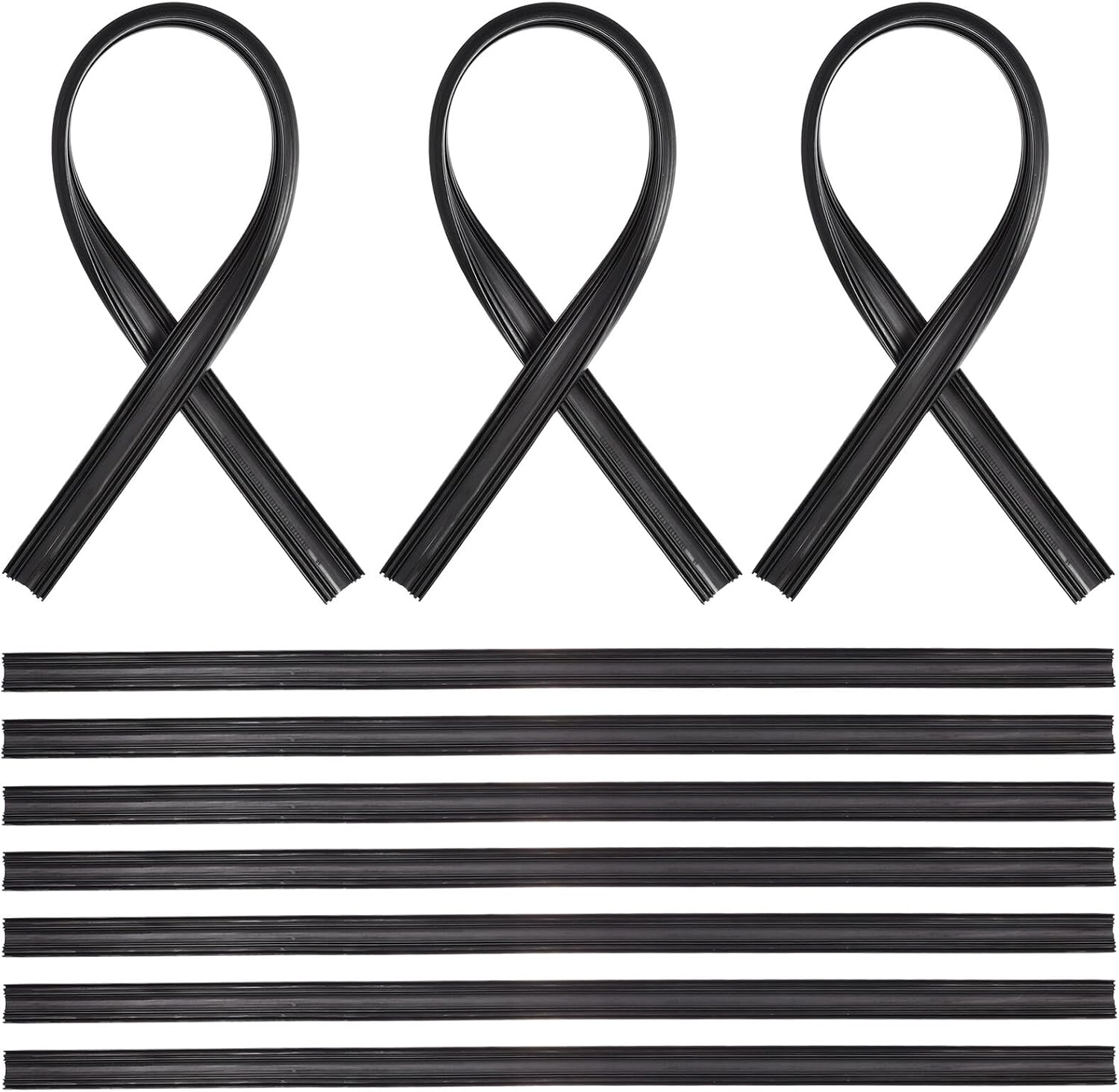 10pcs Frameless Windshield Wiper Rubber Strips 24"/600mm Automotive Replacement Wiper Blade Refills for Cars and Trucks