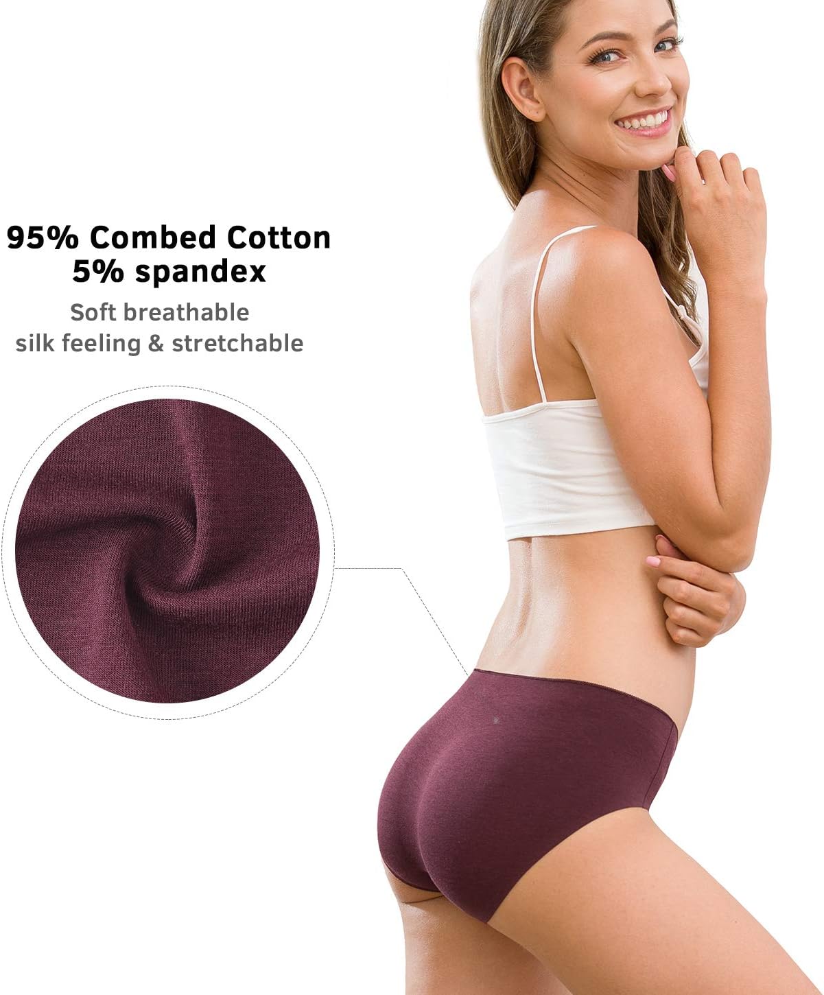 Altheanray Womens Underwear Cotton Underwear for Women Seamless Hipster Bikini Briefs Panties 6 Pack - Image 3