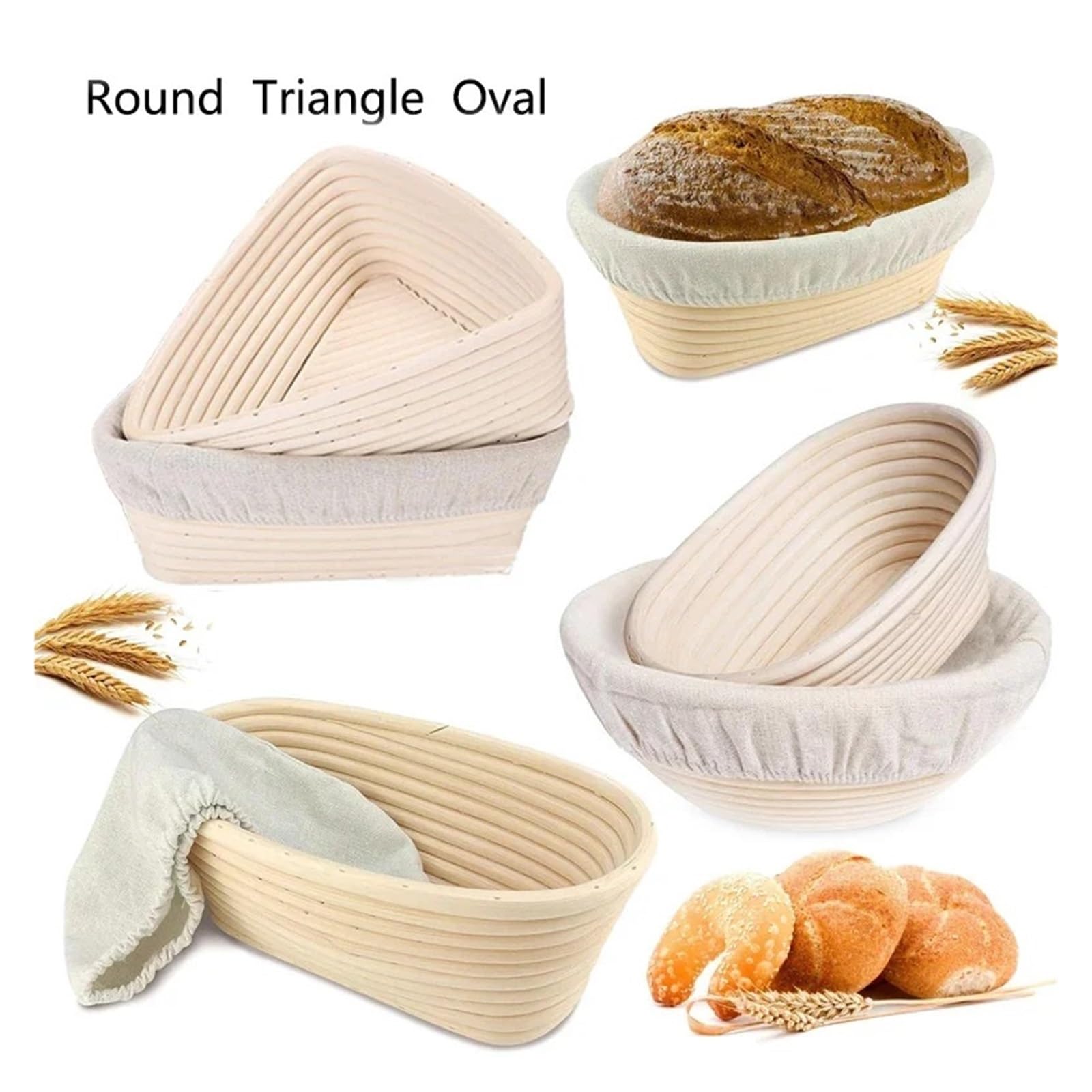 1 szt. Owalny/kołowy/trójkątny koszyk na chleb z rattanu i wikliny do fermentacji ciasta, narzędzie kuchenne chleba(Oval 35X14X7.5)
