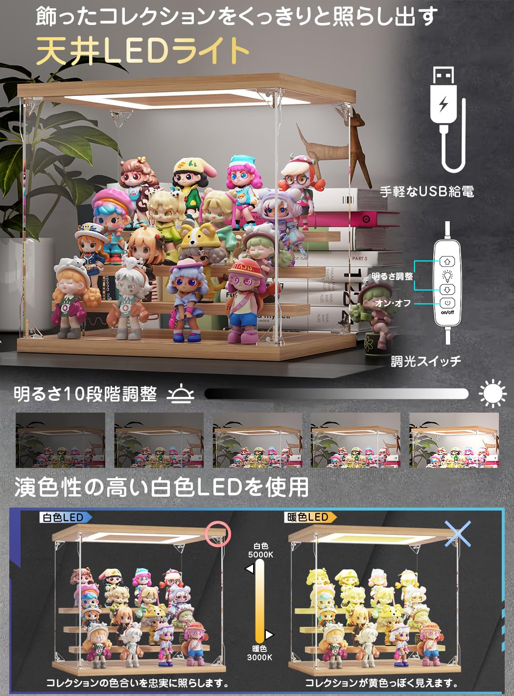 Amazon.co.jp: KUKERフィギュアケース アクリル UVカット 木製ひな壇
