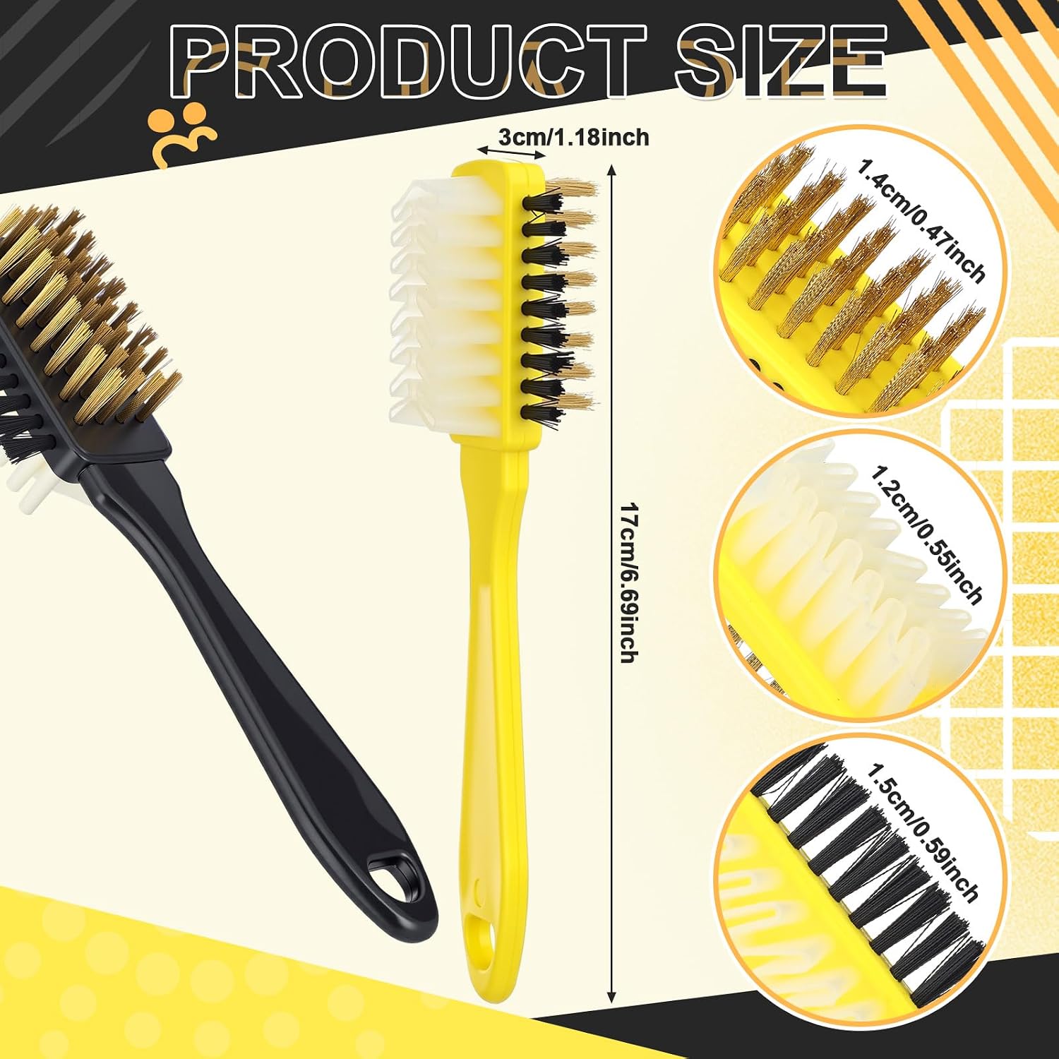 2 Pack Bowling Shoe Brushes 3-in-1 Heavy Duty Bowling Shoe Cleaning Brush Set Sports Basics Accessory Kit Including Stainless Steel Nylon and Rubber Bristles for Boot Cleaning Polish Soles Remove Dust image 2