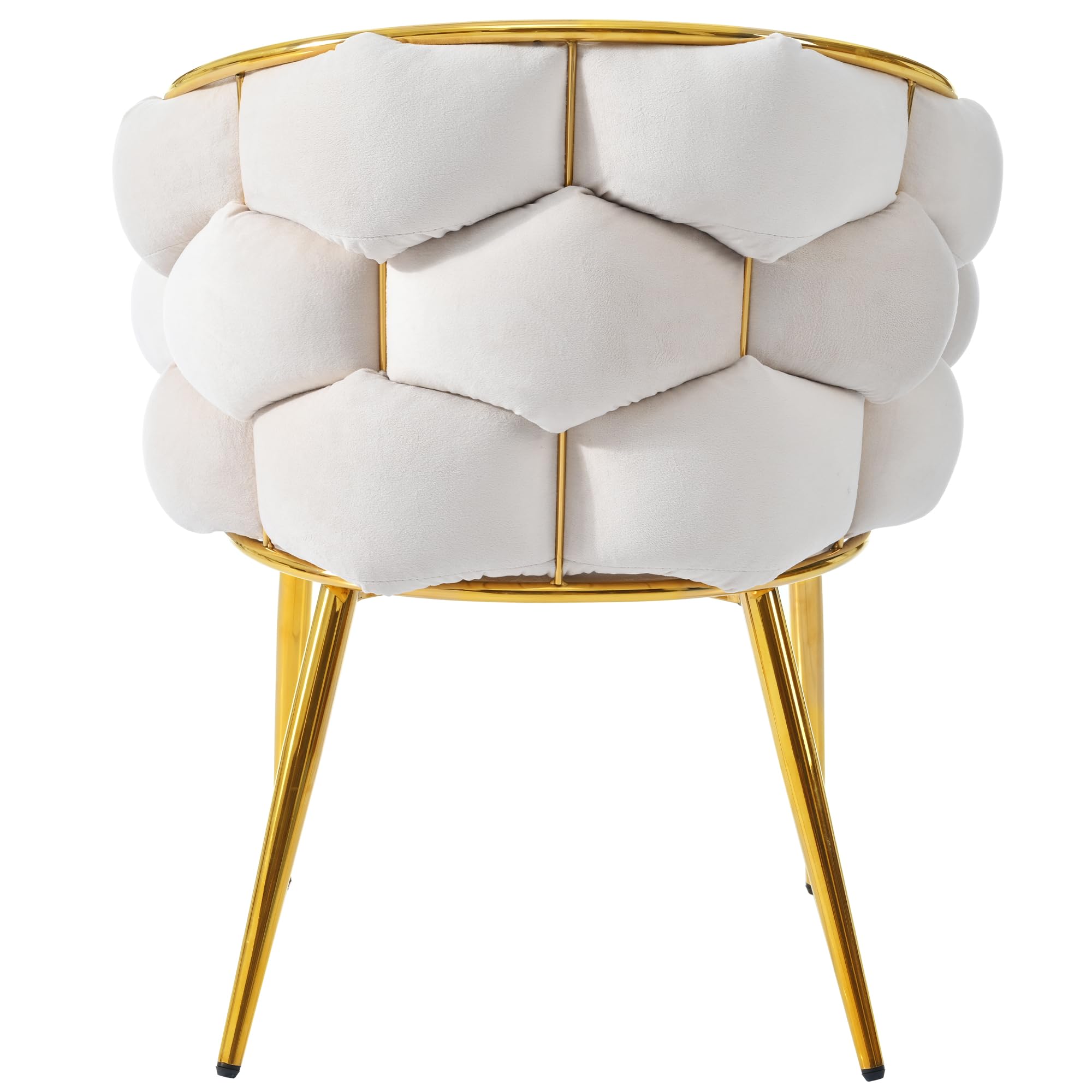 Silla de terciopelo de lujo Moderno estilo moda conjunto con patas de hierro dorado, burbujas, beige