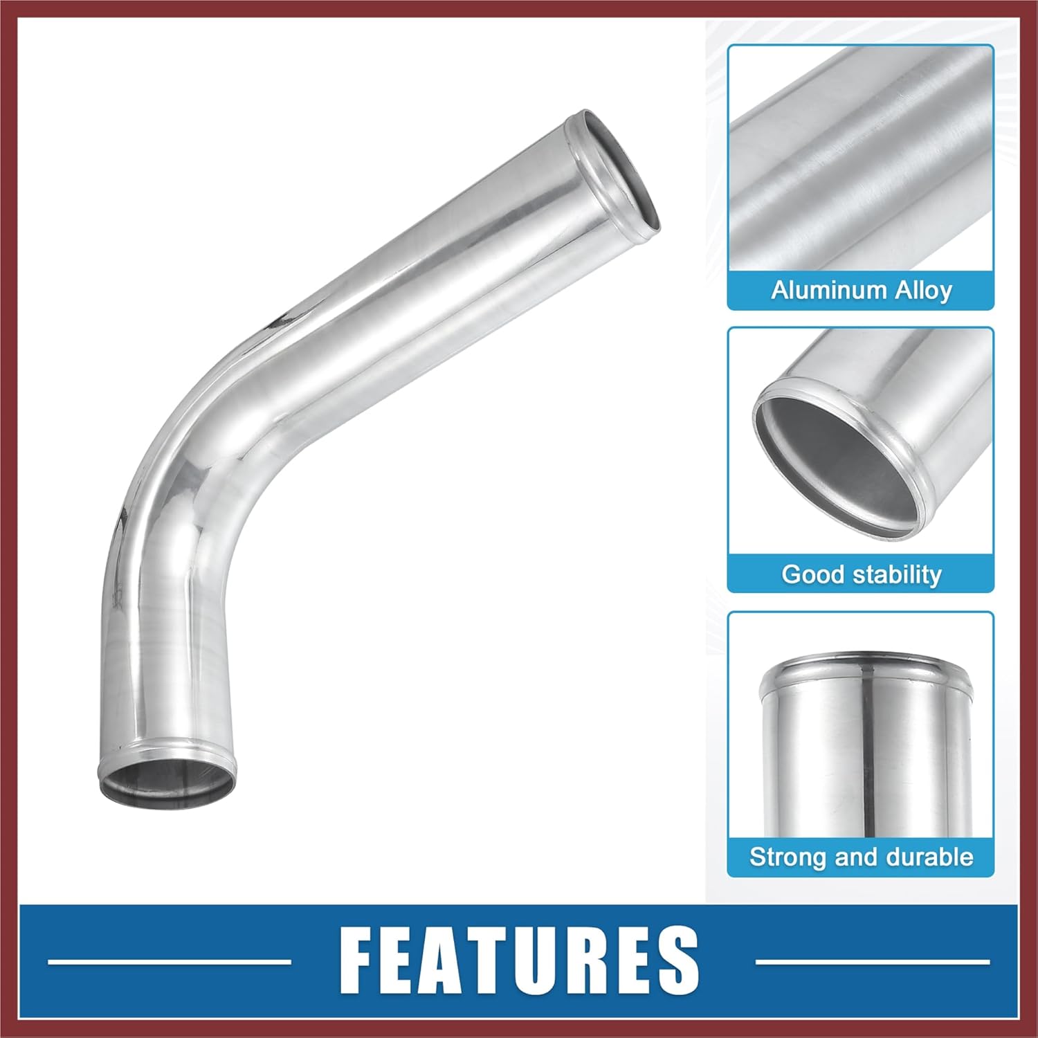 Universal 90 Degree L Shape Bend Elbow Intercooler Pipe Air Intake Tube 3" OD 76mm OD 500mm 19.69" Length Intercooler Pipe Aluminum Alloy Replace Parts