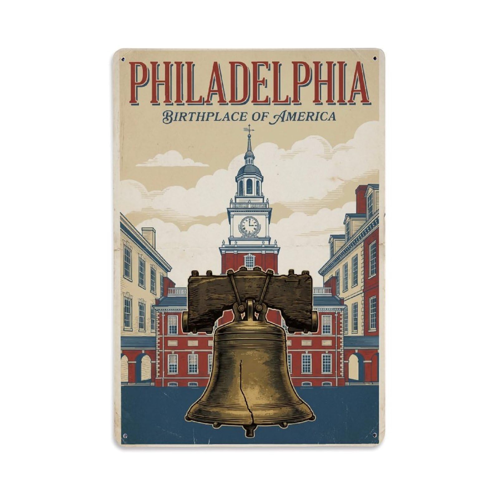 Gead 8X12inch Style Vintage Usa Philadelphia Travel Metal Tin Sign