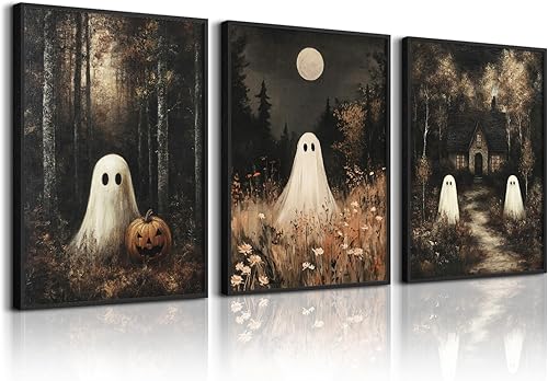 Miniatura 12 de Arte gótico de Halloween para pared, póster de lienzo gótico divertido para baño, academia oscura, imágenes de fantasmas de terror, impresiones de